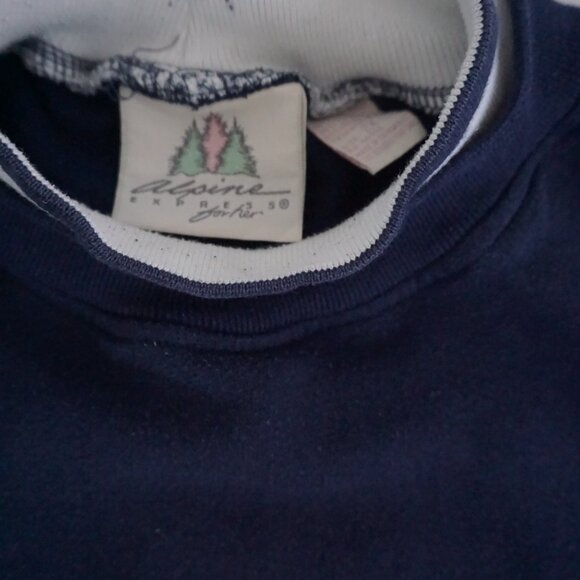 Vintage Alpine Express Navy Teddy Bear Heart Sweatshirt Cabincore Retro XL - Picture 9 of 9